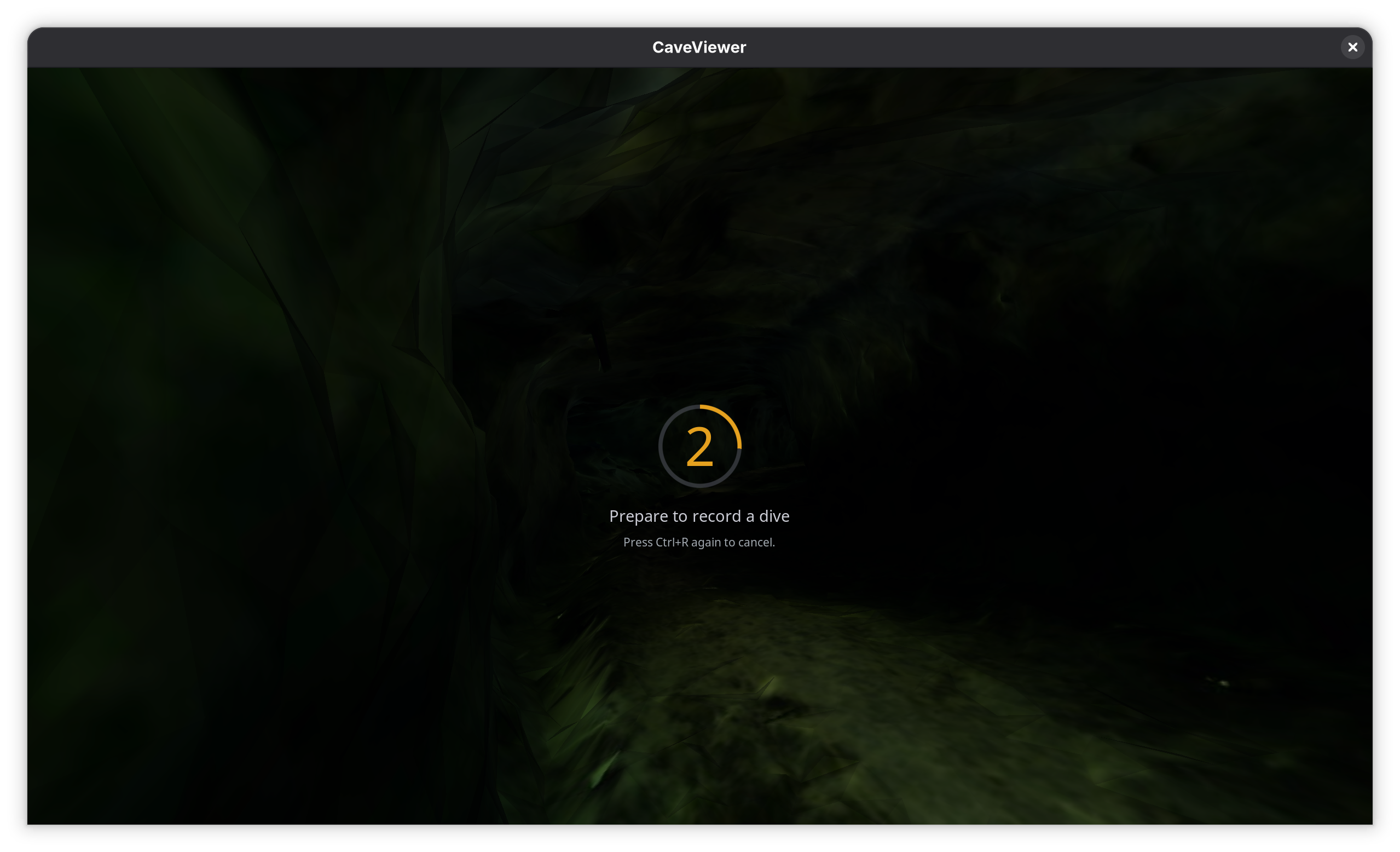 CaveViewer confirming that a cave-dive recording was saved